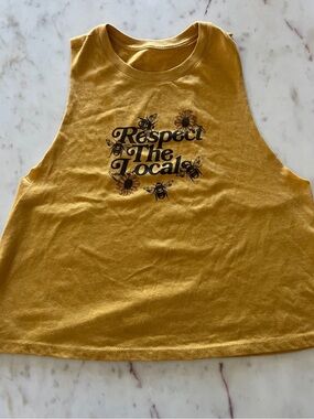 Bella Canvas Mustard Yellow Graphic Racer Back Tank - 'Respect The Locals'